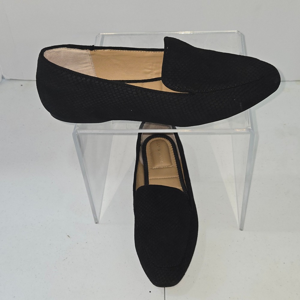 Kelly & Katie Posh Black Snake Leather Loafers Flats Womens Size 10M 200742433
